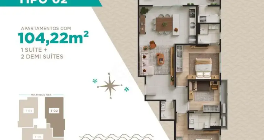 Apartamento 03 suítes à venda na planta, r$1.032.000,00 bairro centro em navegantes