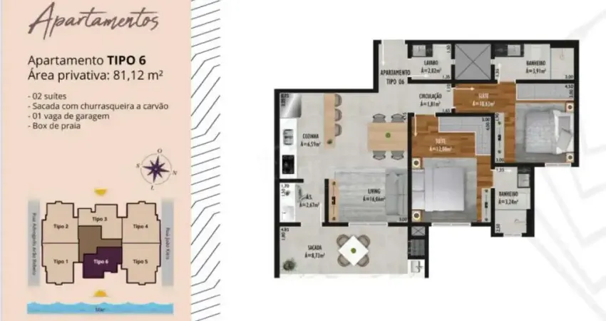 02 suítes, vista mar, centro, ilha do campeche, navegantes/sc, r$778.000,00!