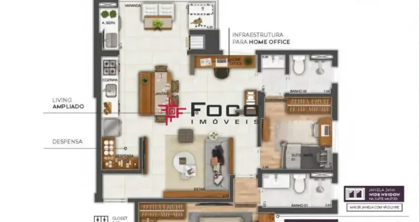 Apartamento á venda - Edifício Wonder - Jardim Satélite - 02 Dormitórios - 02 Suítes - 73,14m²