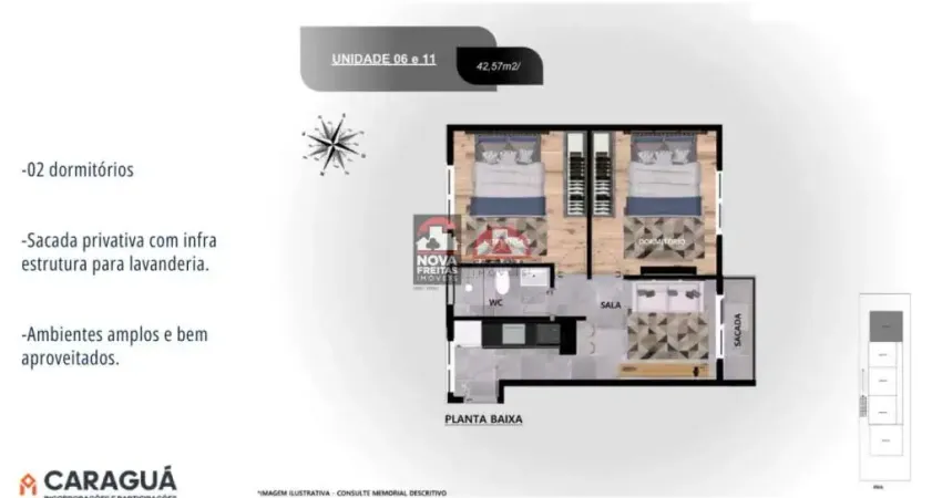 Apartamento com 1 quarto à venda na Rua José Ferrari Pegoreli, 363, Barranco Alto, Caraguatatuba