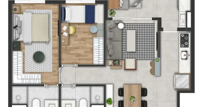 Apartamento tipo para venda com 2 quartos, sendo 1 suíte, 58m²