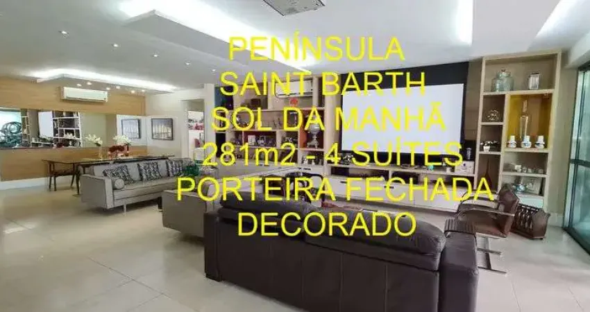 BARRA DA TIJUCA - PENÍNSULA SAINT BARTH - 4 SUITES - Finamente decorado com extremo bom gosto.