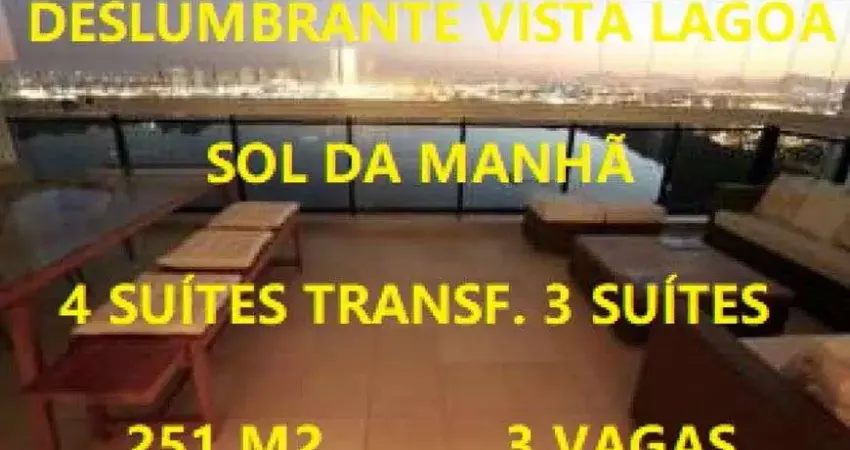 Península Royal Green 4 qtos transf. em 3qtos, linda vista para lagoa, armários, 2 vagas sol manhã