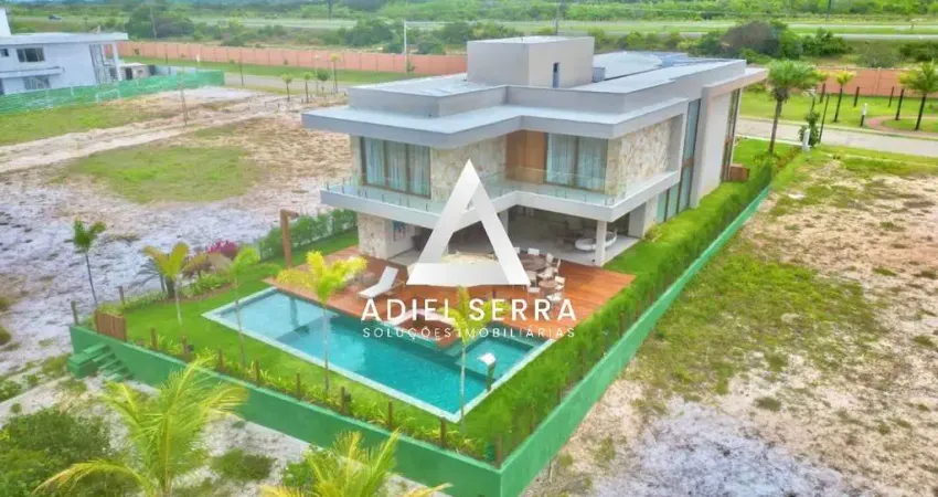 Alphaville guarajuba | casa de luxo | 564m² | 6 suítes + dependência | vista mar | piscina c/ hidromassagem