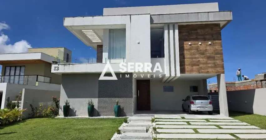 Alphaville litoral norte 3 | casa alto padrão | 404m² | 4 suítes | piscina com hidro e energia solar