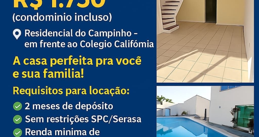 Alugo excelente casa duplex em campo grande em frente ao colégio Califórnia!