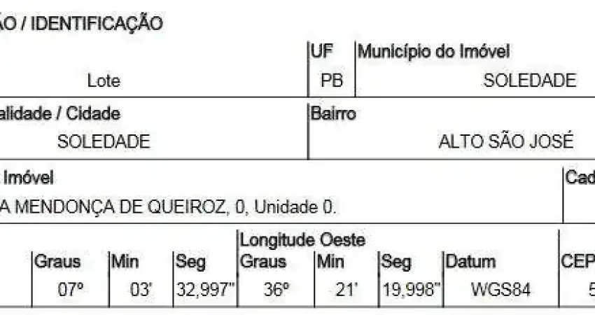Oportunidade única em soledade - pb | tipo: terreno | negociação: venda direta online  | situação: imóvel