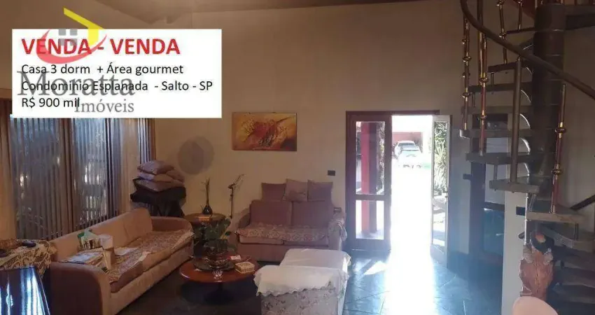 Casa em condomínio com 3 dormitórios à venda, 250 m² por R$ 900.000 - Jardim Donalísio - Salto/SP