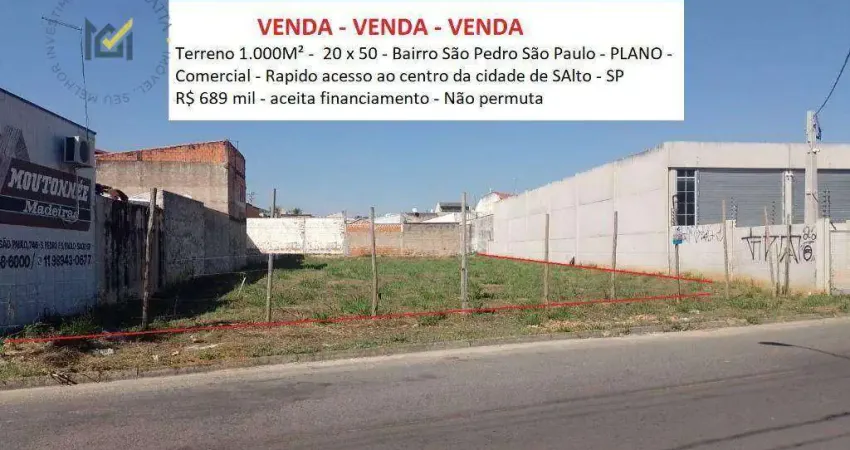 Terreno à venda, 1000 m² por R$ 689.000,00 - São Pedro e São Paulo - Salto/SP