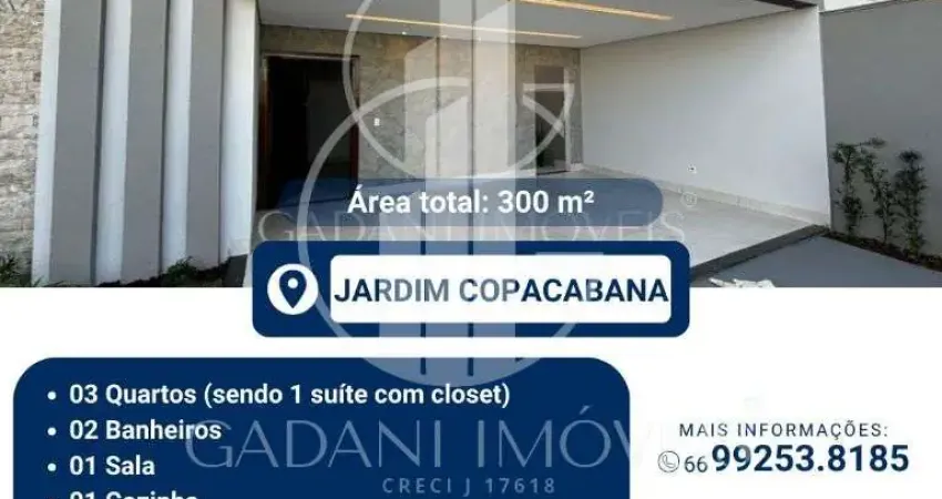 Casa com 3 quartos à venda na Avenida Integração, 01, Jardim Copacabana, Sinop