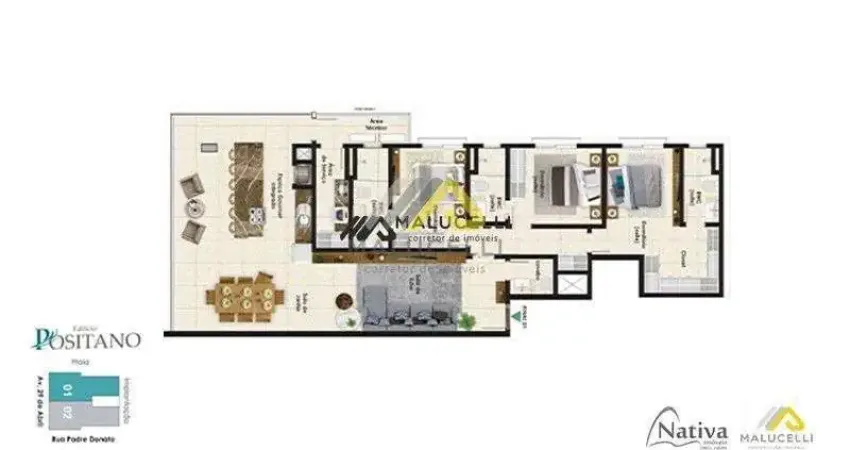 Apartamento 502 alto padrão no Edifício Positano no Centro de Guaratuba-PR