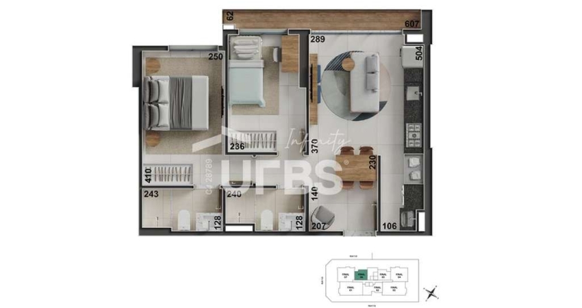Apt compacto 2 quartos