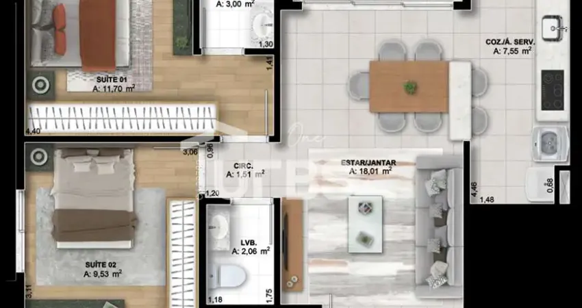 140 wellness marista - apartamento 2 quartos, sendo 2 suítes