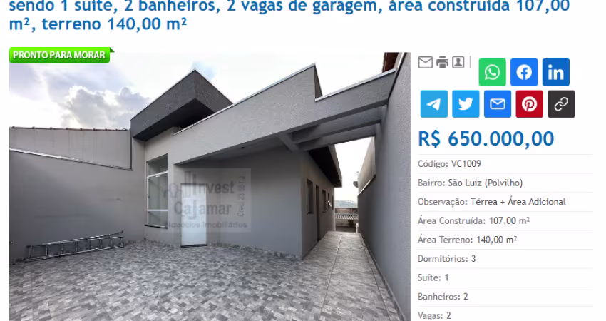 ▅▆█ Bela Casa no Bairro do Polvilho em Cajamar SP. █▇▅