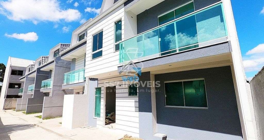 Sobrado em condomínio a venda no Cajuru, com 03 quartos sendo 01 suíte master, amplo ático com banheiro, imóvel novo podendo ser financiado.