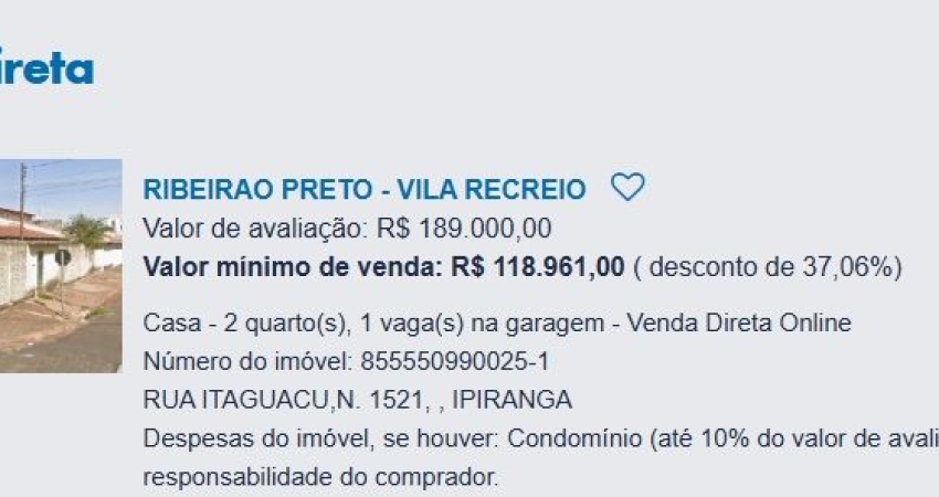 CASA A VENDA RIBEIRAO PRETO - VILA RECREIO