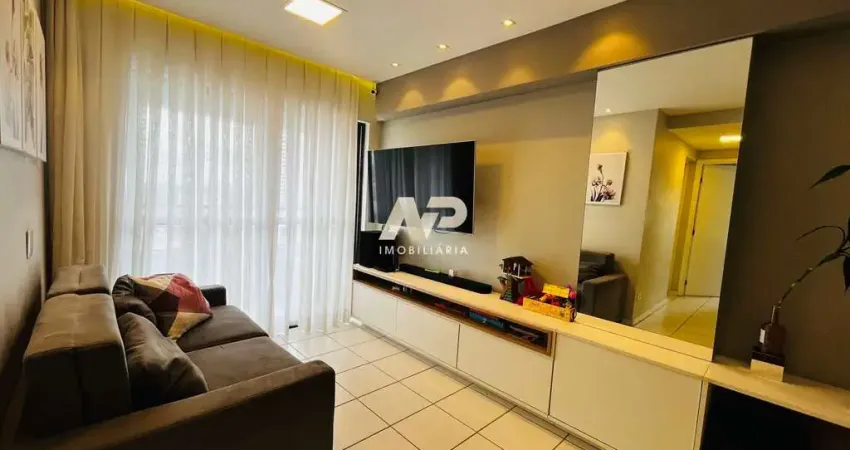 Apartamento com 2 quartos (1 suíte), 53m², varanda, sala para 2 ambientes, móveis planejados, cozinha e área de serviço