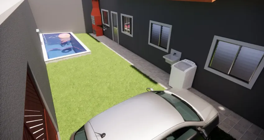 Casa localizada proxima da praia a 700 metros do mar, com 2 quartos e area gourmet com churrasqueira