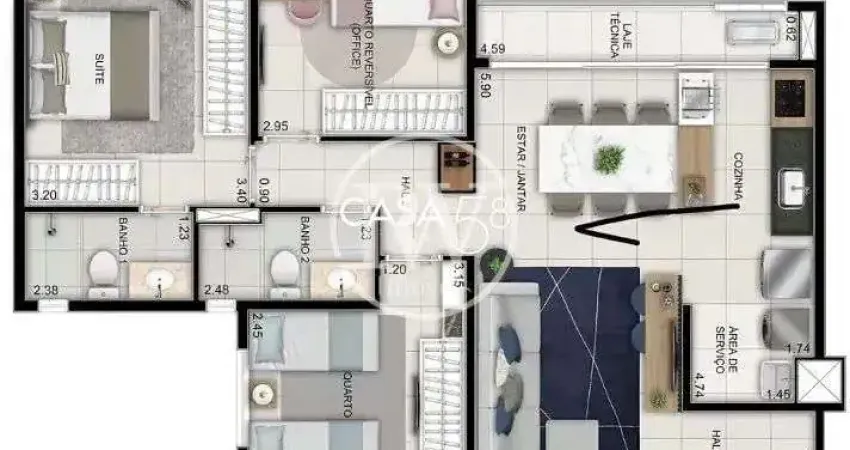 Apartamento no Wish 211 à Venda – 3 Quartos, 76 m² – 19º Andar – Jardim América