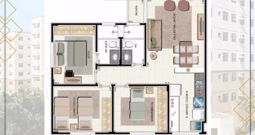 Vende-se apartamento 3 qts no Residencial Jardim de Flores