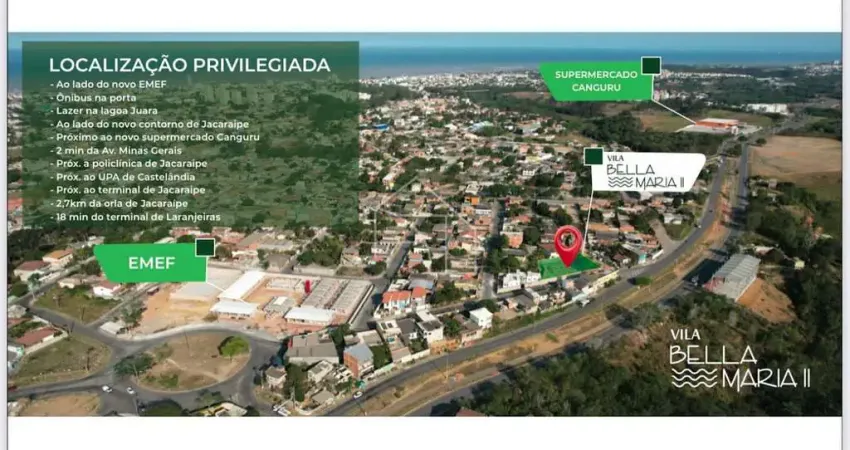 LANÇAMENTO CASAS A VENDA EM JACARAIPE COM 2 SUITES E QUINTAL - VILA BELLA MARIA 2