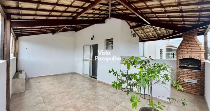 Cobertura 95m² em paquetá / pampulha - 2 quartos, 1 suíte, terraço com churrasqueira, vista definitiva e 2 vagas