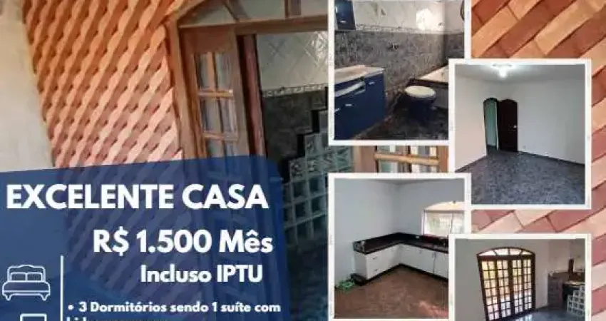 Casa para locação em suzano, jardim leblon, 3 dormitórios, 1 suíte, 2 banheiros, 2 vagas