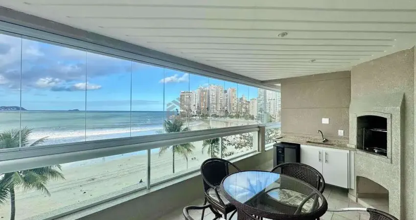 Apartamento reformado frente mar com varanda gourmet e lazer na praia das asturias, guaruja