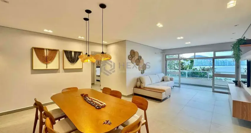 Apartamento frente mar, reformado com varanda e vista mar na praia das asturias, guaruja