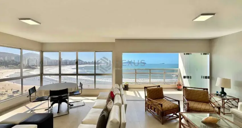Apartamento frente mar, reformado com varanda na praia das asturias, guaruja
