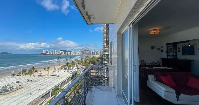Apartamento frente mar com varanda e vista mar na praia das pitangueiras, guaruja