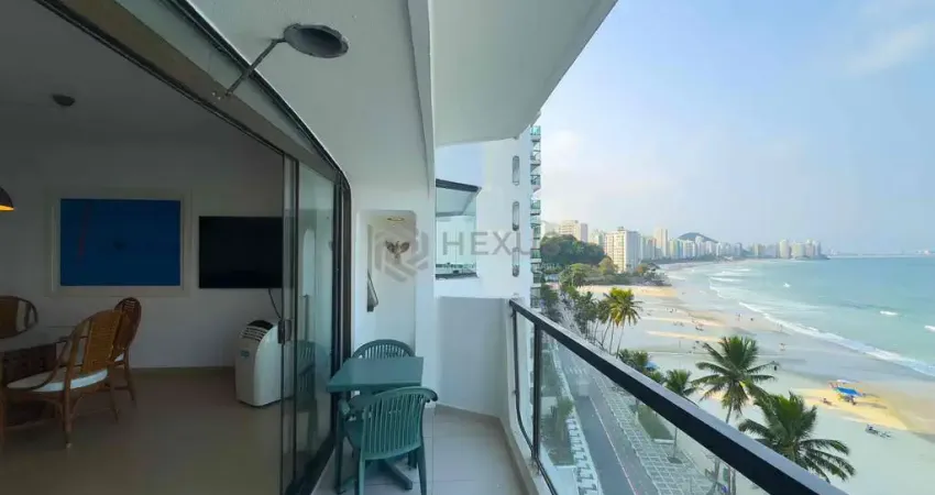 Apartamento frente mar com varanda vista mar na Praia das Asturias, Guaruja