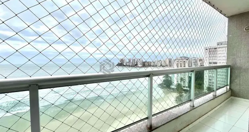 Apartamento frente mar com varanda e vista mar na praia das pitangueiras, guaruja