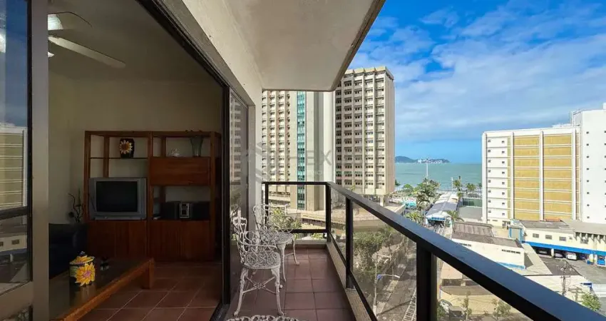 Apartamento com varanda e vista mar a uma quadra da praia das asturias, guaruja