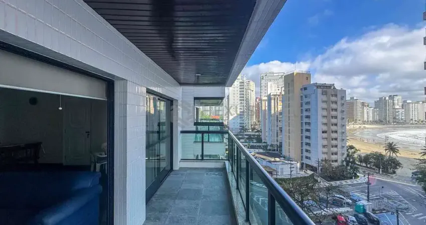 Apartamento com varanda na quadra mar da praia das asturias, guaruja
