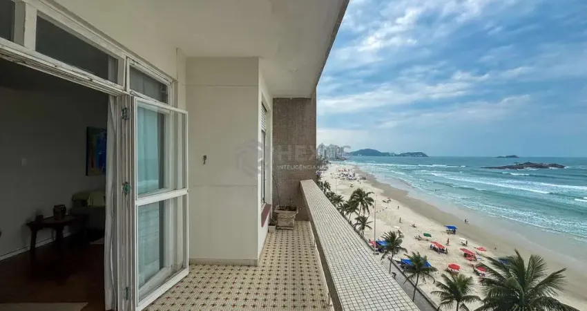 Apartamento frente mar com varanda e vista mar na praia das pitangueiras, guaruja