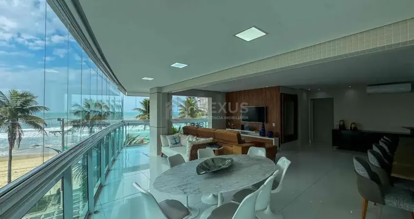 Apartamento frente mar com varanda gourmet e lazer na praia das astúrias, hexus