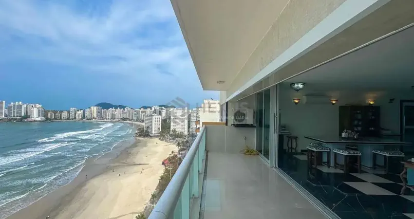 Apartamento na praia das pitangueiras frente mar com varanda, hexus.