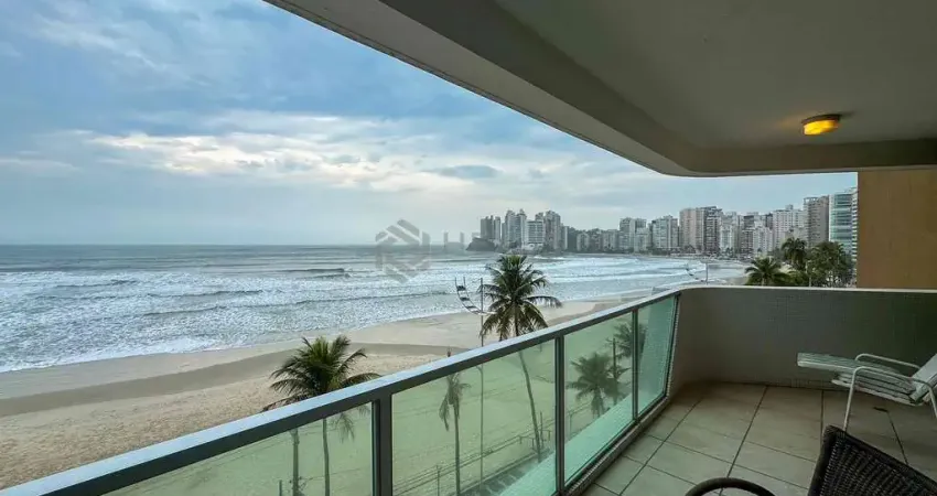 Apartamento frente mar com varanda e lazer na praia das asturias, guaruja