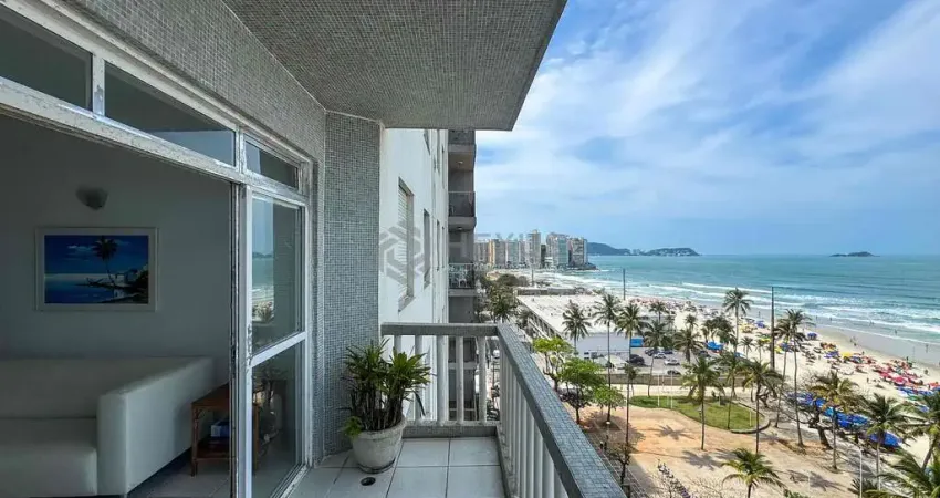 Apartamento frente mar com varanda e vista mar na praia das pitangueiras, guaruja