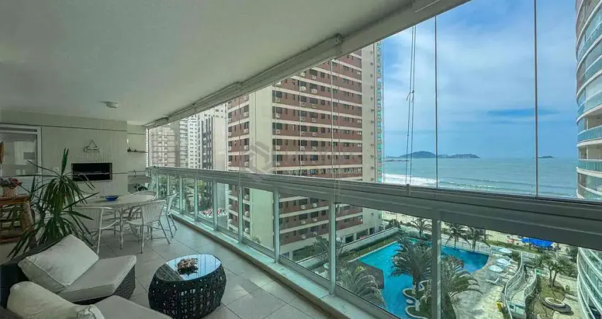 Apartamento frente mar com varanda gourmet, lazer e vista mar, asturias, guaruja