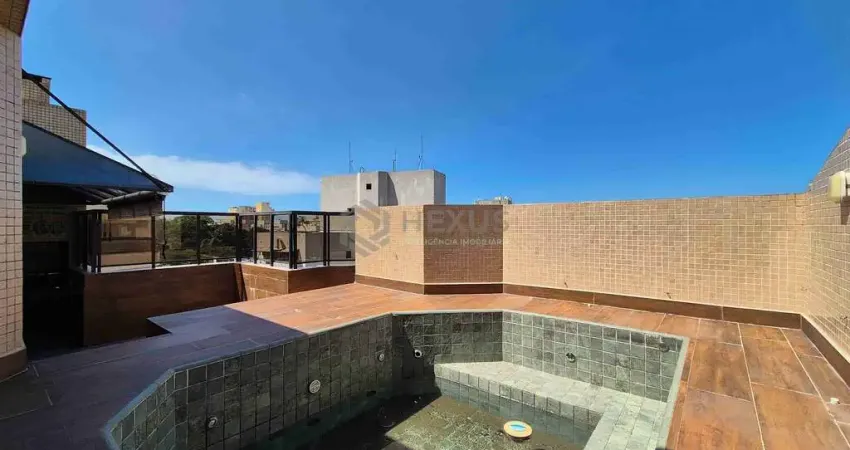 Cobertura com piscina e churrasqueira na varanda na praia das pitangueiras, guaruja