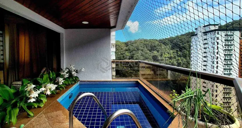 Apartamento reformado com piscina e churrasqueira na varanda na praia das pitangueiras, guaruja