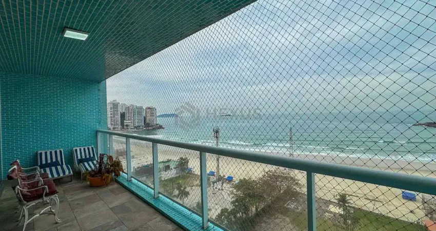 Apartamento frente mar com varanda e vista mar na praia das pitangueiras, guaruja
