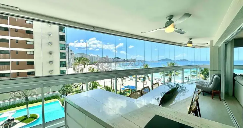 Apartamento frente mar com varanda gourmet, lazer e vista mar, asturias, guaruja