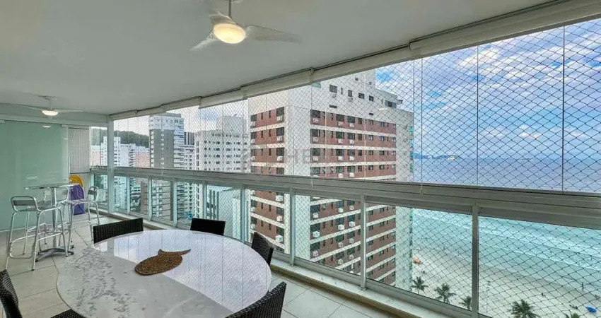Apartamento frente mar com varanda gourmet, lazer e vista mar, asturias, guaruja