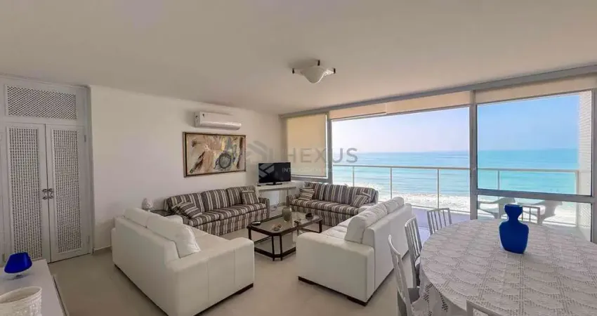 Apartamento frente mar com varanda e vista mar na praia das pitangueiras, guaruja | hexus