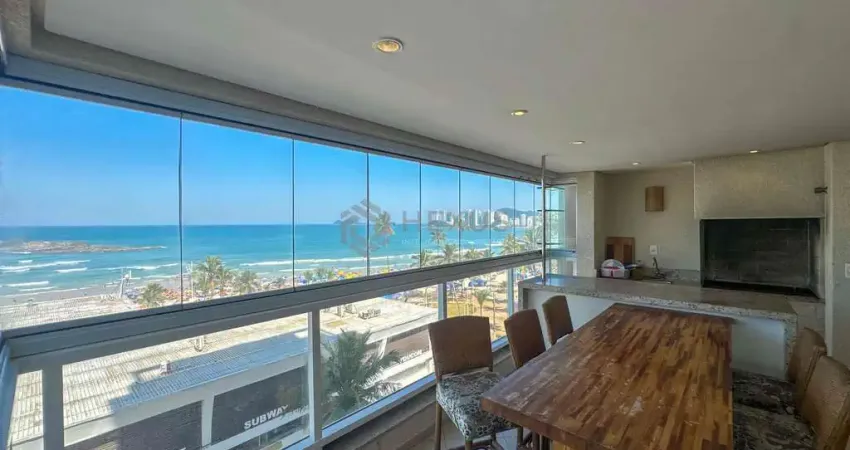 Apartamento frente mar, reformado, varanda gourmet, lazer, praia das pitangueiras, guaruja