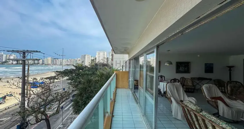 Apartamento na praia das pitangueiras frente mar com varanda, hexus.