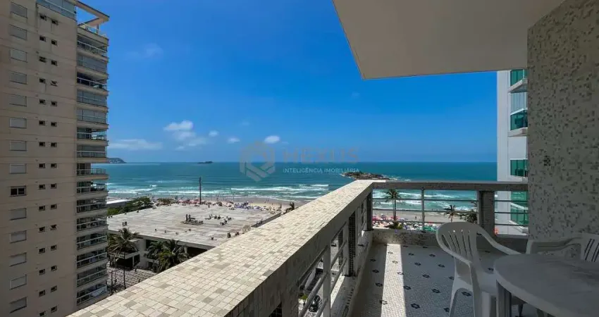 Apartamento com varanda e vista mar na quadra mar da praia das pitangueiras, guaruja